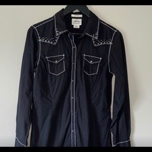 Ariat Western Style Snap Button Down Black Size M